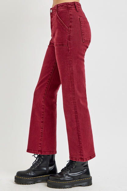 RISEN Full Size High Rise Straight Jeans with Patch Pockets