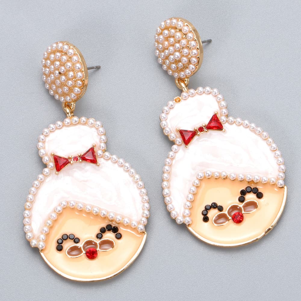 Rhinestone Alloy Mrs. Claus Earrings